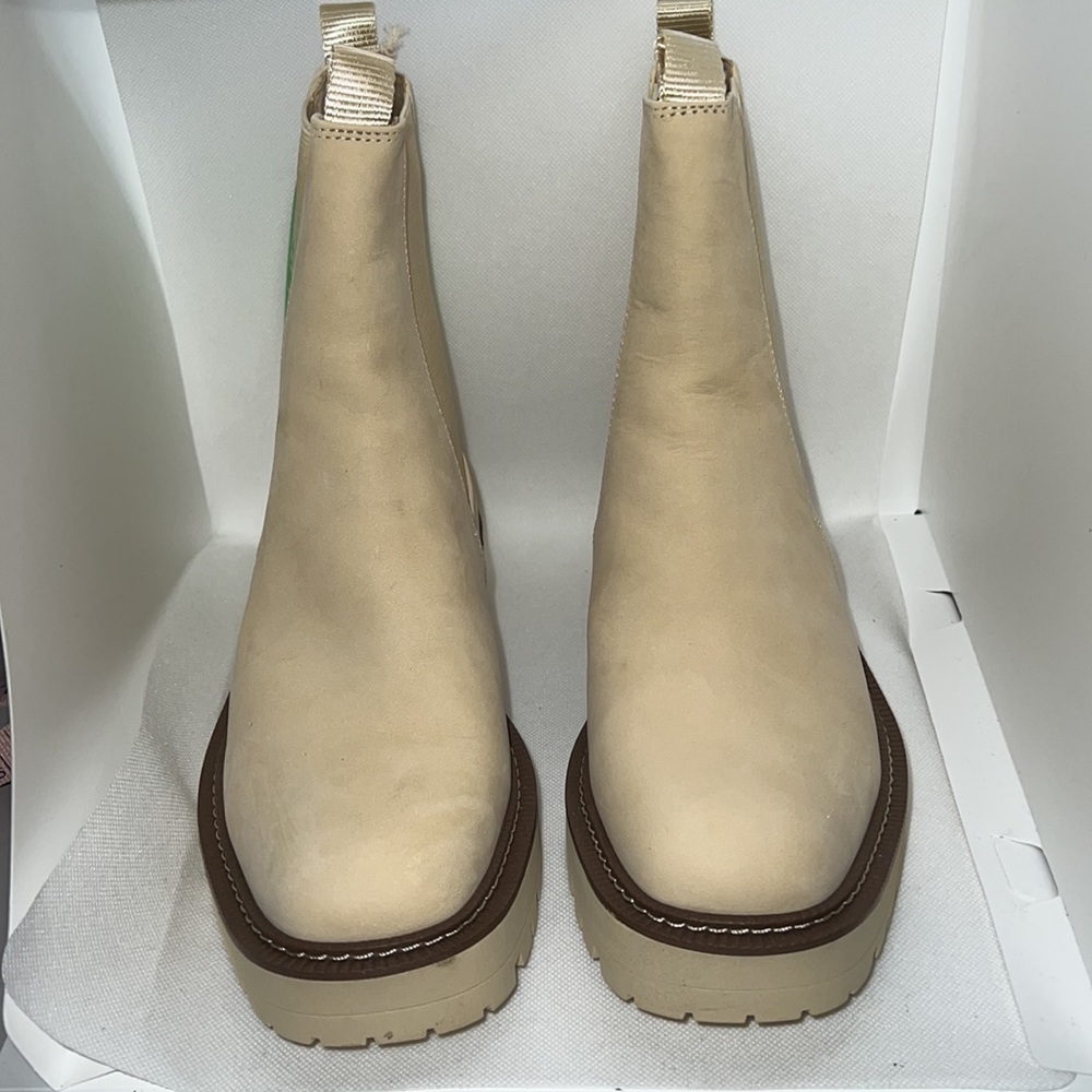Sam Edelman Laguna Cream Leather Chelsea ankle Boots Sz 8 1/2 W